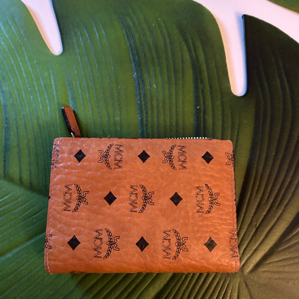 MCM Cognac Leather Card Holder
